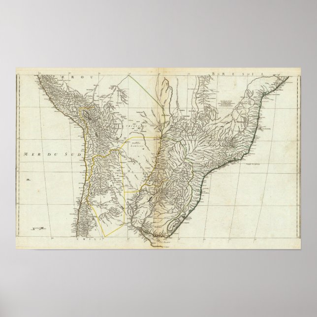 American Map Engraved Central Section Poster (Front)