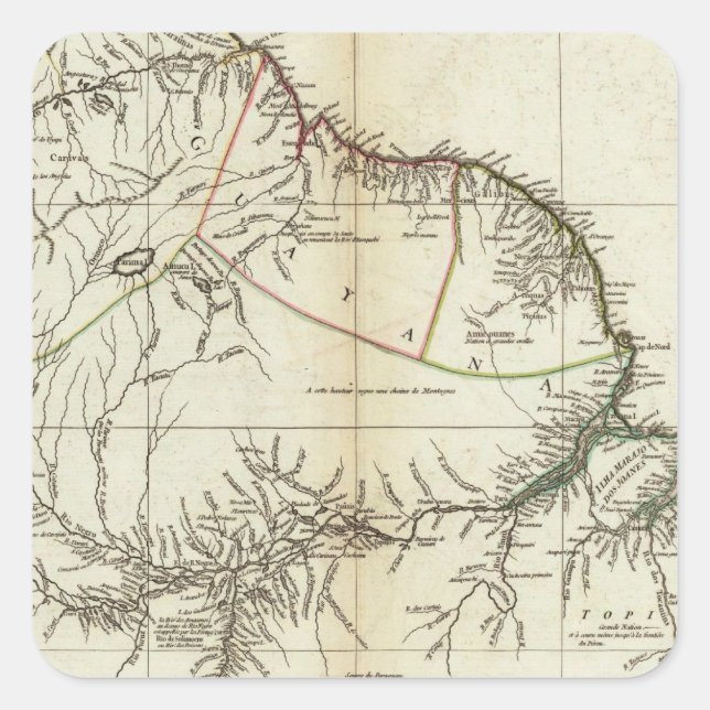 American Map Engraved Northern Section Square Sticker (Front)