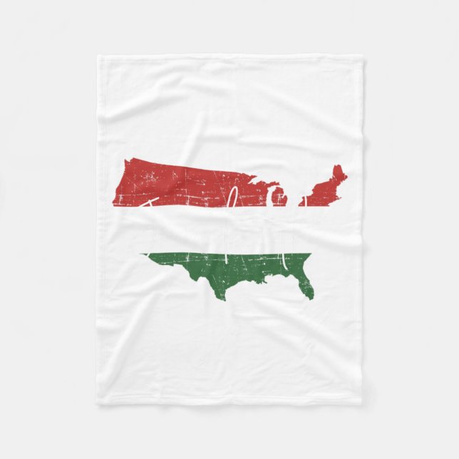 american map with pan african flag for juneteenth fleece blanket (Front)