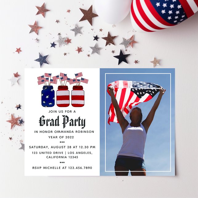 American Mason Jars Graduation Photo Invitation (Creator Uploaded)