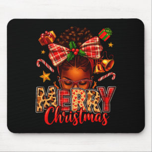 American Melanin Afro Sleigh Queen Christmas Afric Mouse Pad