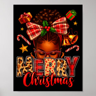 American Melanin Afro Sleigh Queen Christmas Afric Poster