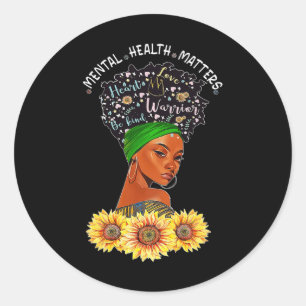American Mental Health Problems Woman Warrior Quee Classic Round Sticker