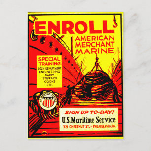 American Merchant Marine-Enrol Today Postcard