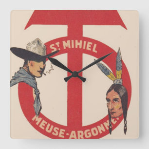 AMerican Military Unit Logo 90th Division Square Wall Clock