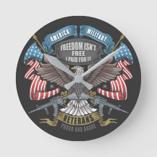 American Military with Eagle Acrylic Wall Clock