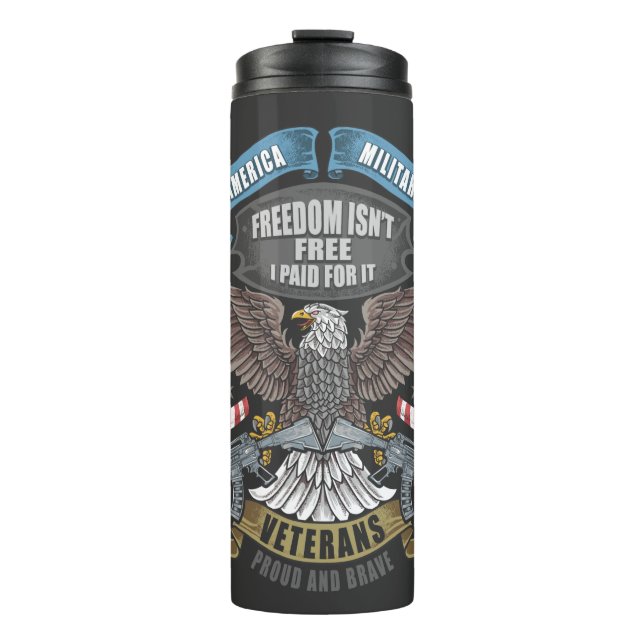 American Military with Flag and Eagle  Thermal Tumbler (Front)