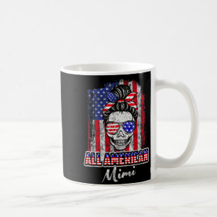 American Mimi Patriotic Messy Bun Skull USA 4th of Coffee Mug