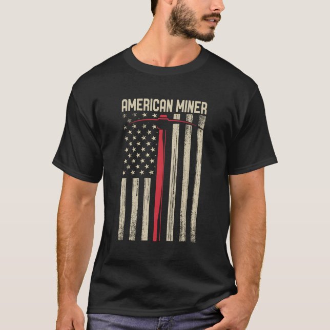 American Miner Usa Flag For A Coal Miner T-Shirt (Front)