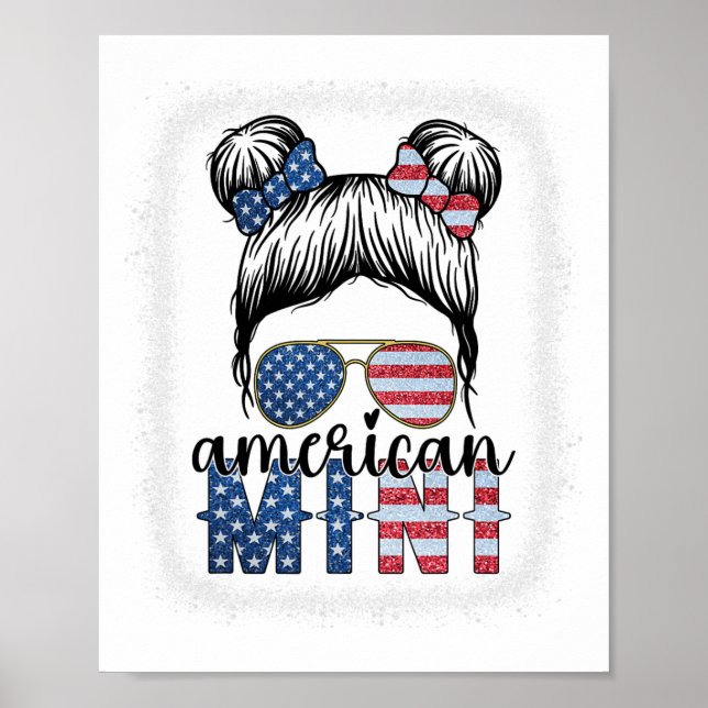 American Mini 4th Of July Messy Bun Usa Flag Ameri Poster (Front)