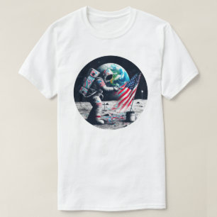 American Moon Landing Astronaut Art T-Shirt