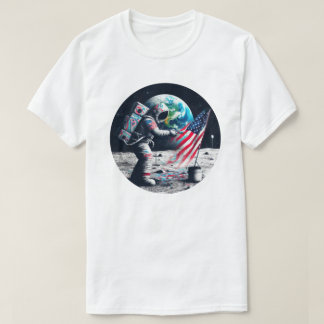 American Moon Landing Astronaut Art T-Shirt