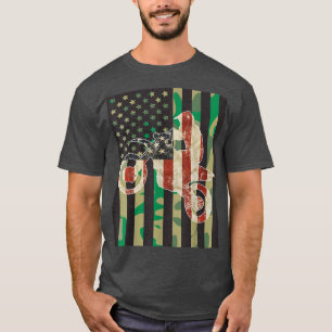American motocross rider camo flag T-Shirt