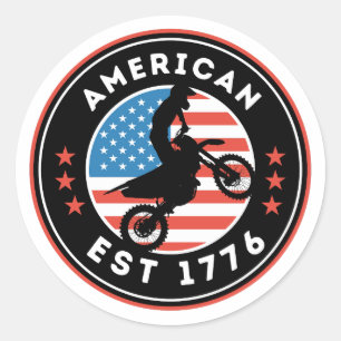 American Motocross USA Freedom 1776 Patriotic Classic Round Sticker