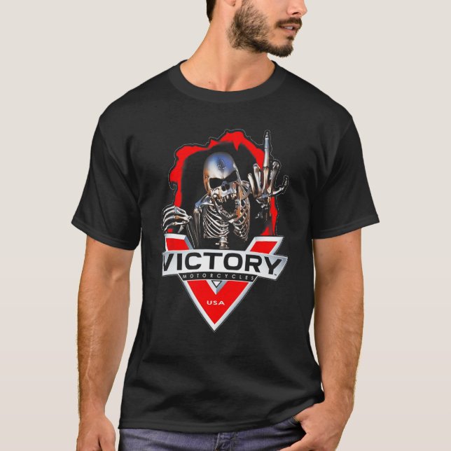 American Motor Cycles Victory USA Skeleton Funny G T-Shirt (Front)