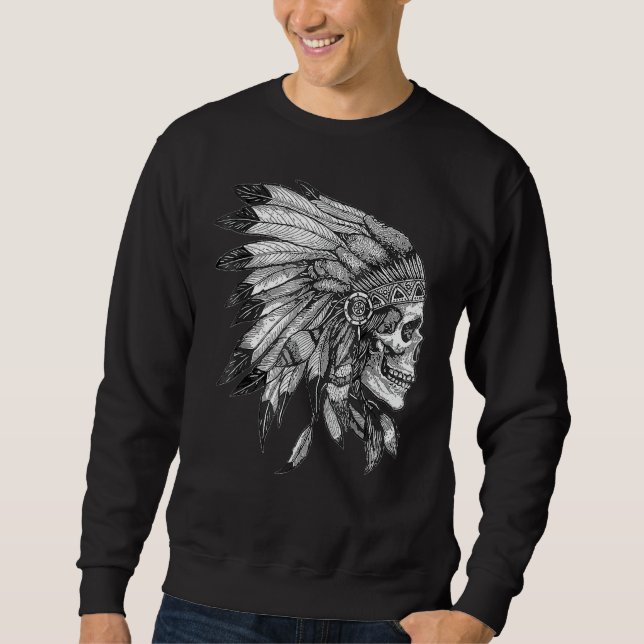 American Motorcycle Skull Native Indian Eagle Chie Sweatshirt (Front)