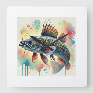 American mudfish 041024AREF150 - Watercolor Square Wall Clock