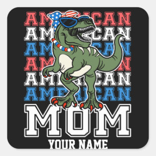 American Mum 4th of July Patriotic Personalised Square Sticker
