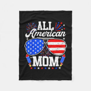 American mum 4th of july sunglasses family fleece blanket