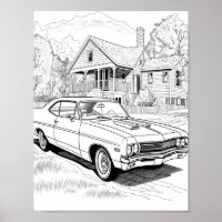 American Muscle Car Adult Colouring