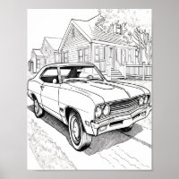 American Muscle Car Adult Colouring