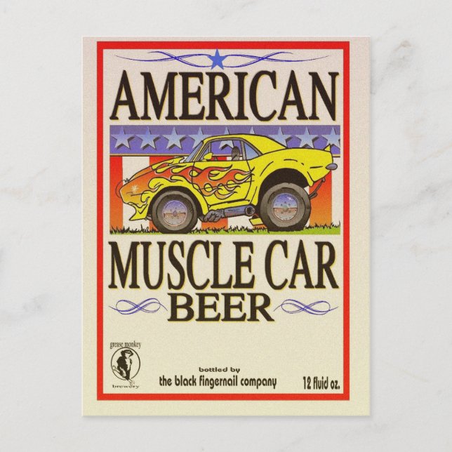 american muscle car beer postcard (Front)