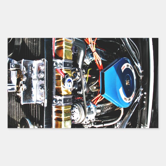 American Muscle Car Engine Rectangular Sticker (Front)