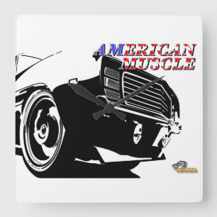 American muscle car square wall clock