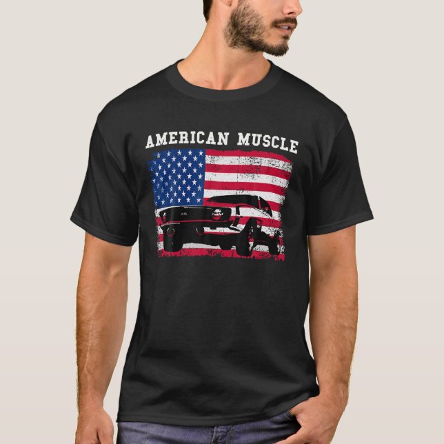 American Muscle Car U S Flag T-Shirt (Front)