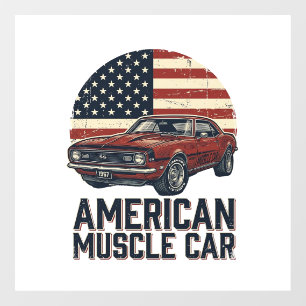 American Muscle Car Vintage Flag Shirt Design_1
