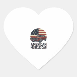 American Muscle Car Vintage Flag Shirt Design_1 Heart Sticker