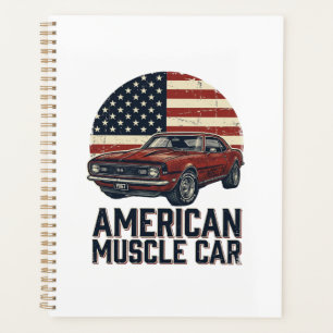 American Muscle Car Vintage Flag Shirt Design_1 Planner