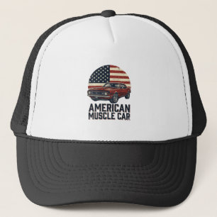 American Muscle Car Vintage Flag Shirt Design_1 Trucker Hat