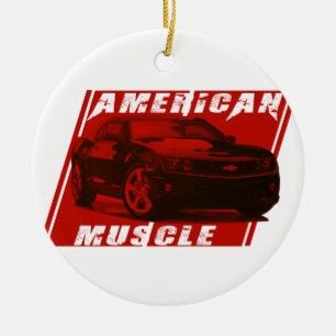 American Muscle Red Camaro Ceramic Ornament