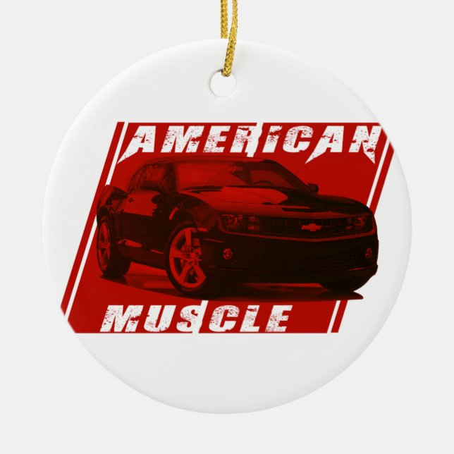 American Muscle Red Camaro Ceramic Ornament (Front)