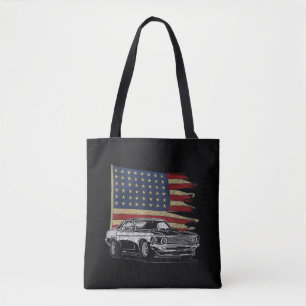 American Muscle Sports Car Muscle Car Flag Tote Bag