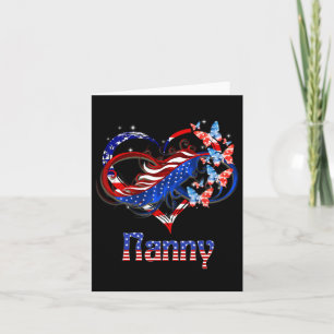 American Nanny Heart Butterlfies Patriotic 4th Of Card