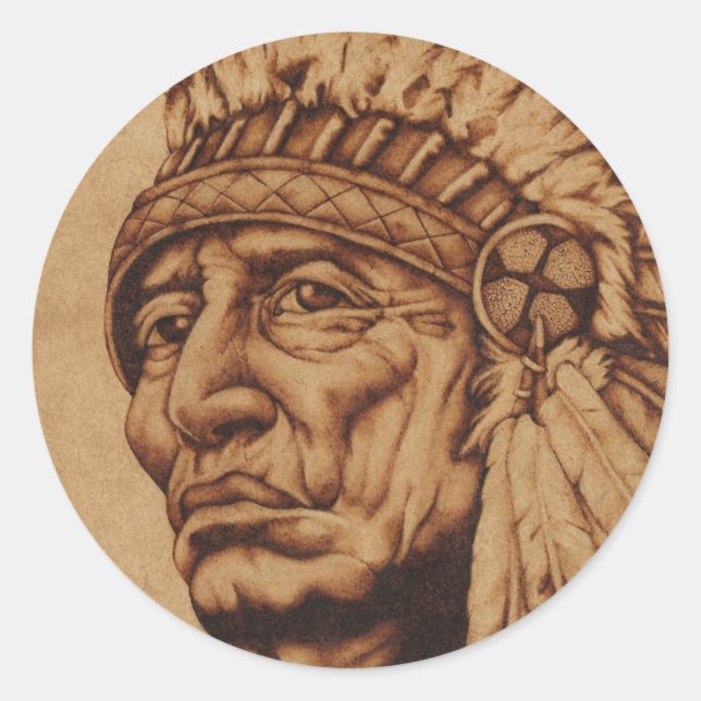 American Native Calcomania Classic Round Sticker (Front)