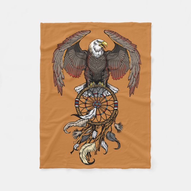 American native indians dreamcatcher fleece blanket (Front)