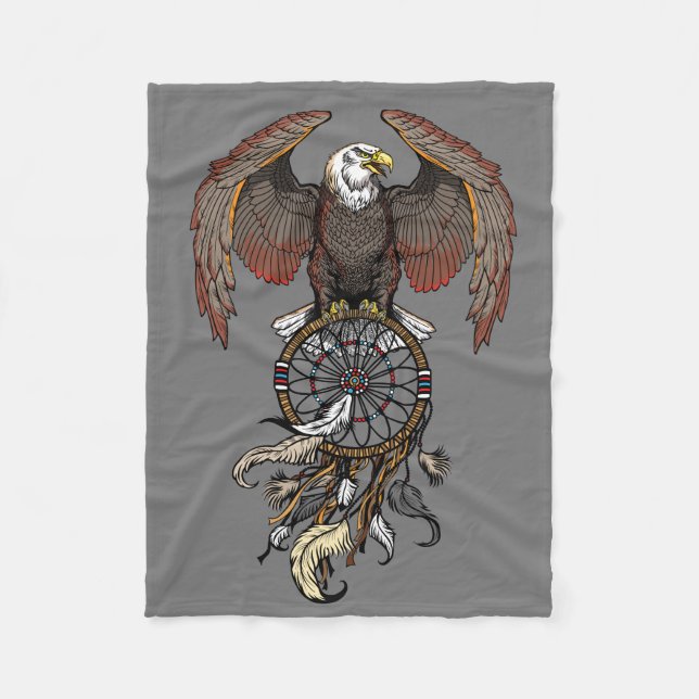 American native indians dreamcatcher fleece blanket (Front)