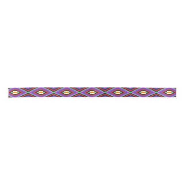 american native motif indie geometric pattern indi satin ribbon (Front)