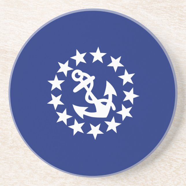 American Nautical Yacht Flag Anchor Stars Blue Coaster (Front)