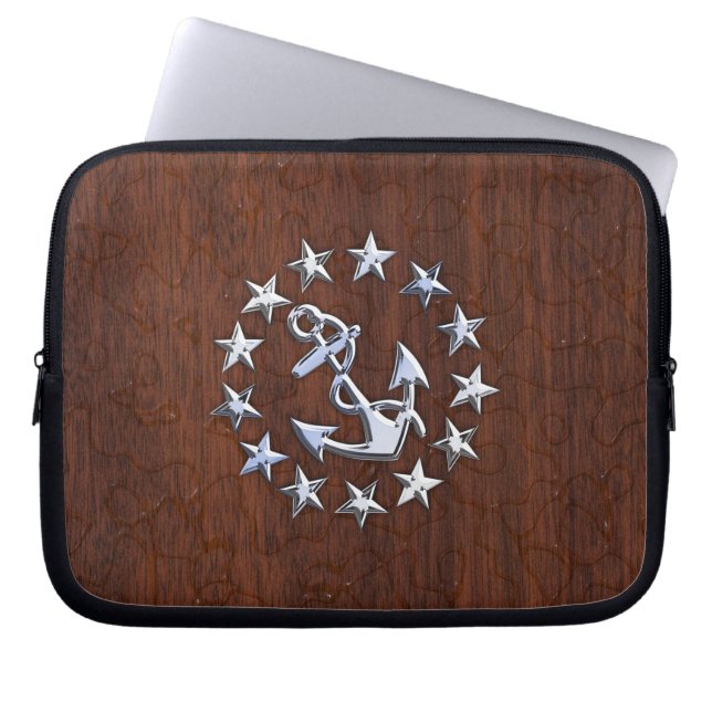 American Nautical Yacht Flag Anchor Stars Decor Laptop Sleeve (Front)