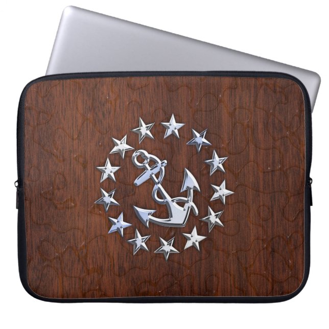 American Nautical Yacht Flag Anchor Stars Decor Laptop Sleeve (Front)