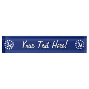 American Nautical Yacht Flag Navy Blue Decor Nameplate