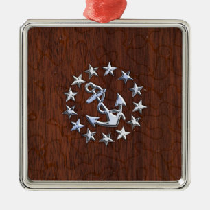 American Nautical Yacht Flag Wet Look Metal Ornament