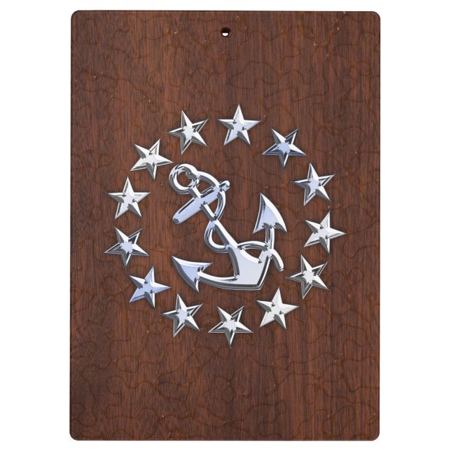 American Nautical Yacht Flag Wet Mahogany Clipboard (Back)