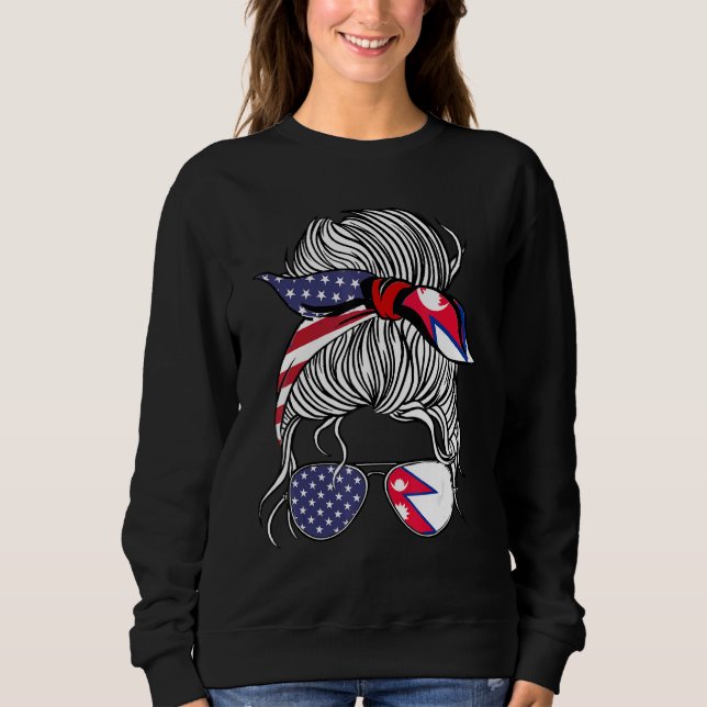 American Nepalese Patriot Flag Women Girl Nepal Gr Sweatshirt (Front)