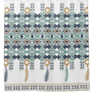 American north indian geometry seamless border. Na Shower Curtain