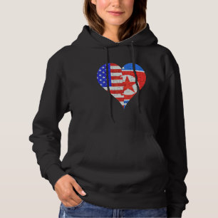 American North Korean Flag Heart Hoodie